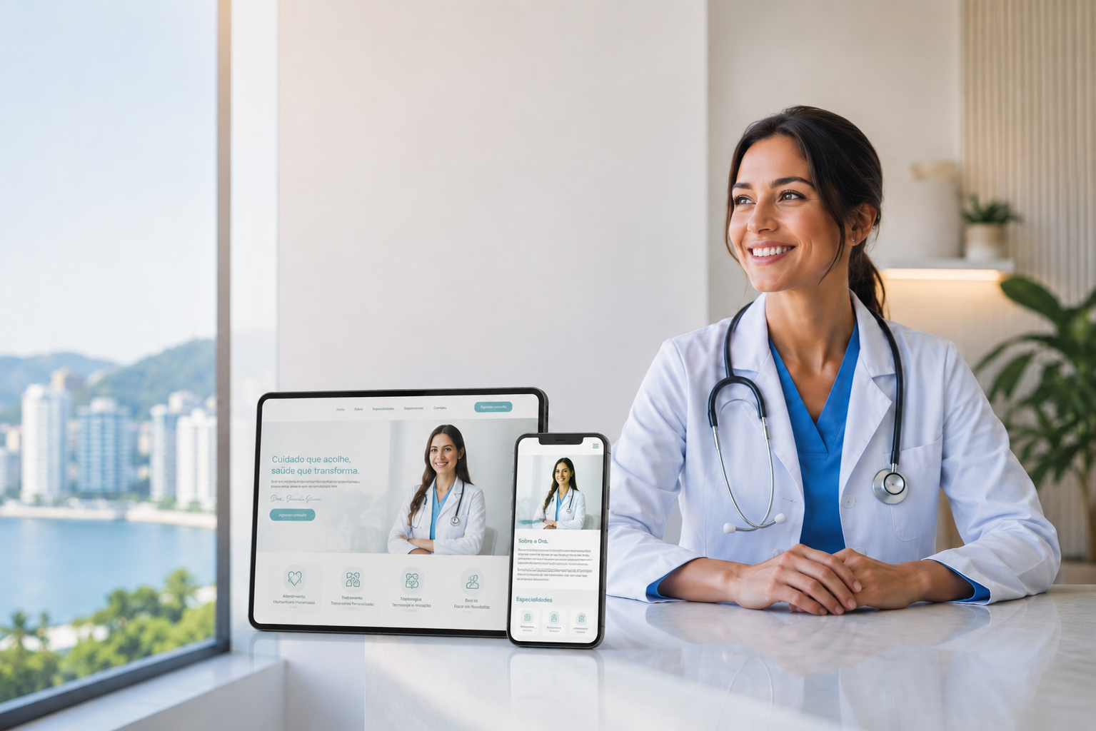 Consultório moderno e equipado de clínica médica para atendimento de excelência